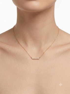 Adina Reyter 14K Yellow Gold Pavé Diamond Tiny Bar Necklace